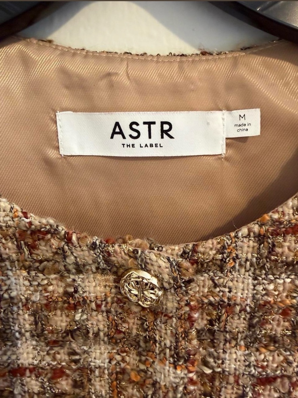 ASTR Multicolor Tweed Jacket with Gold Button Detail - Picture 2 of 5